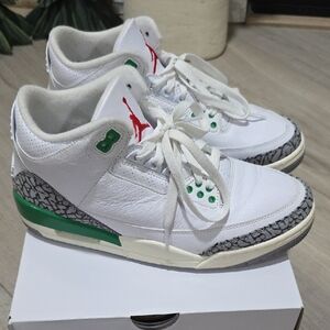 Jordan 3 Reteo Lucky Green Sneakers with Retro Design and Leather